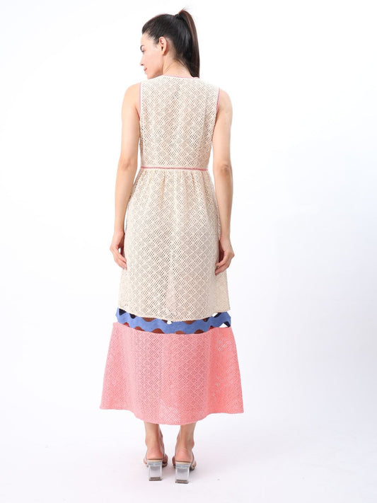 Fenna Maxi Mesh Dress with Broad Lace Detail