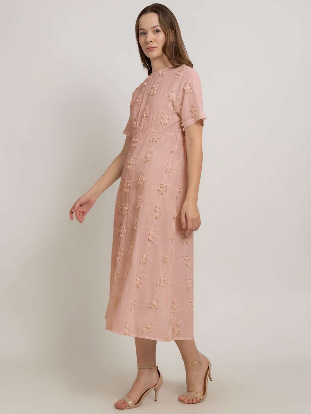 3D Embroidered Cotton Maxi Dress