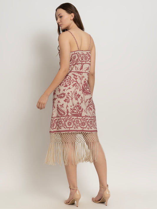 Chiara Wallpaper Print Macramé Dress