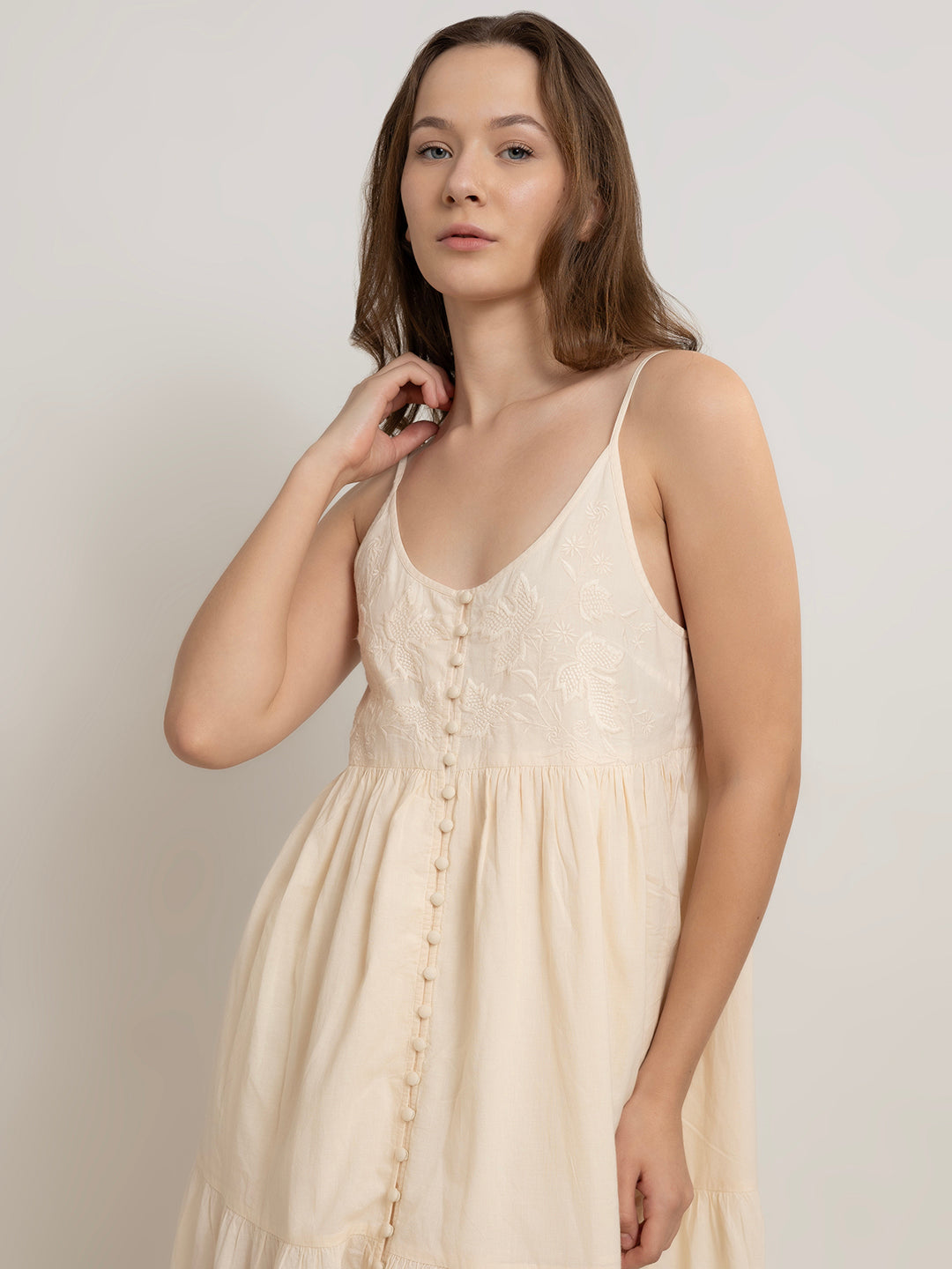 Fleur Maxi Dress with Front Embroidery Detail