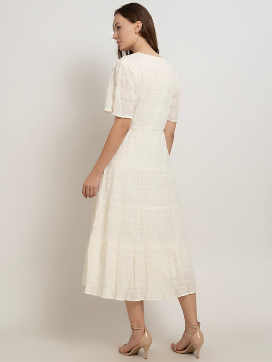 Nerea Midi Dress with Soft Flare Short Sleeves