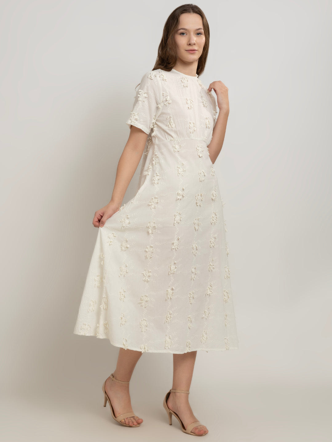 Kiyomi 3D Embroidered Cotton Maxi Dress