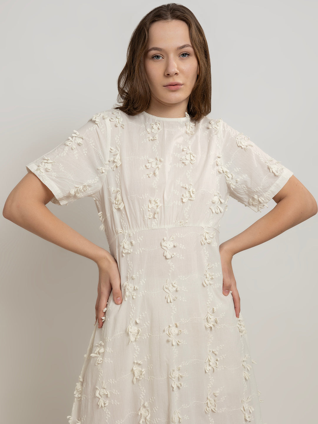 Kiyomi 3D Embroidered Cotton Maxi Dress
