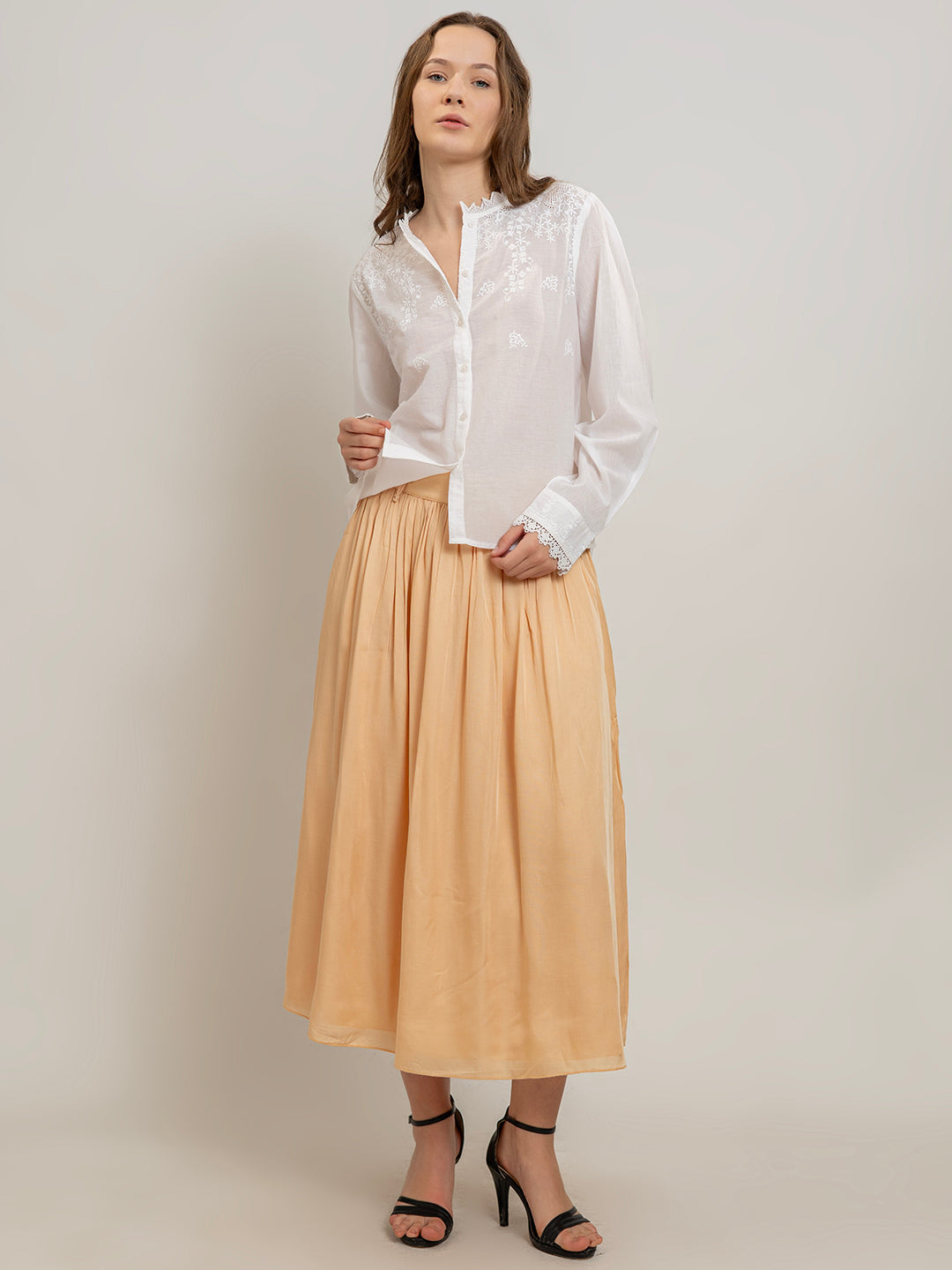 Kairi Laced Edge Embroidered Cotton Blouse