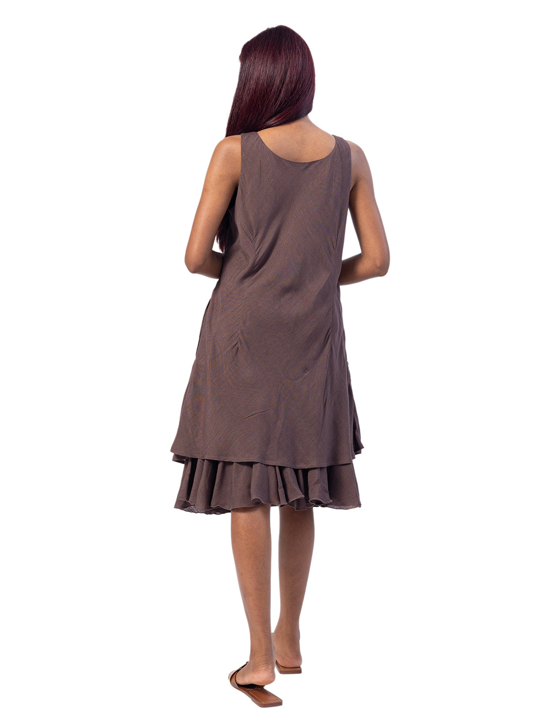 RHEA MIDI LAYERED RUFFLE DRESS