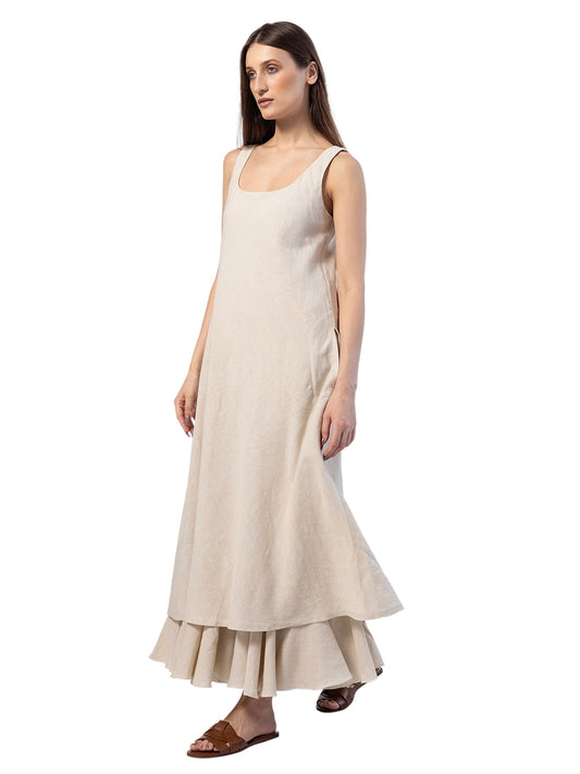 DIONNE LAYERED HEM SLEEVELESS DRESS