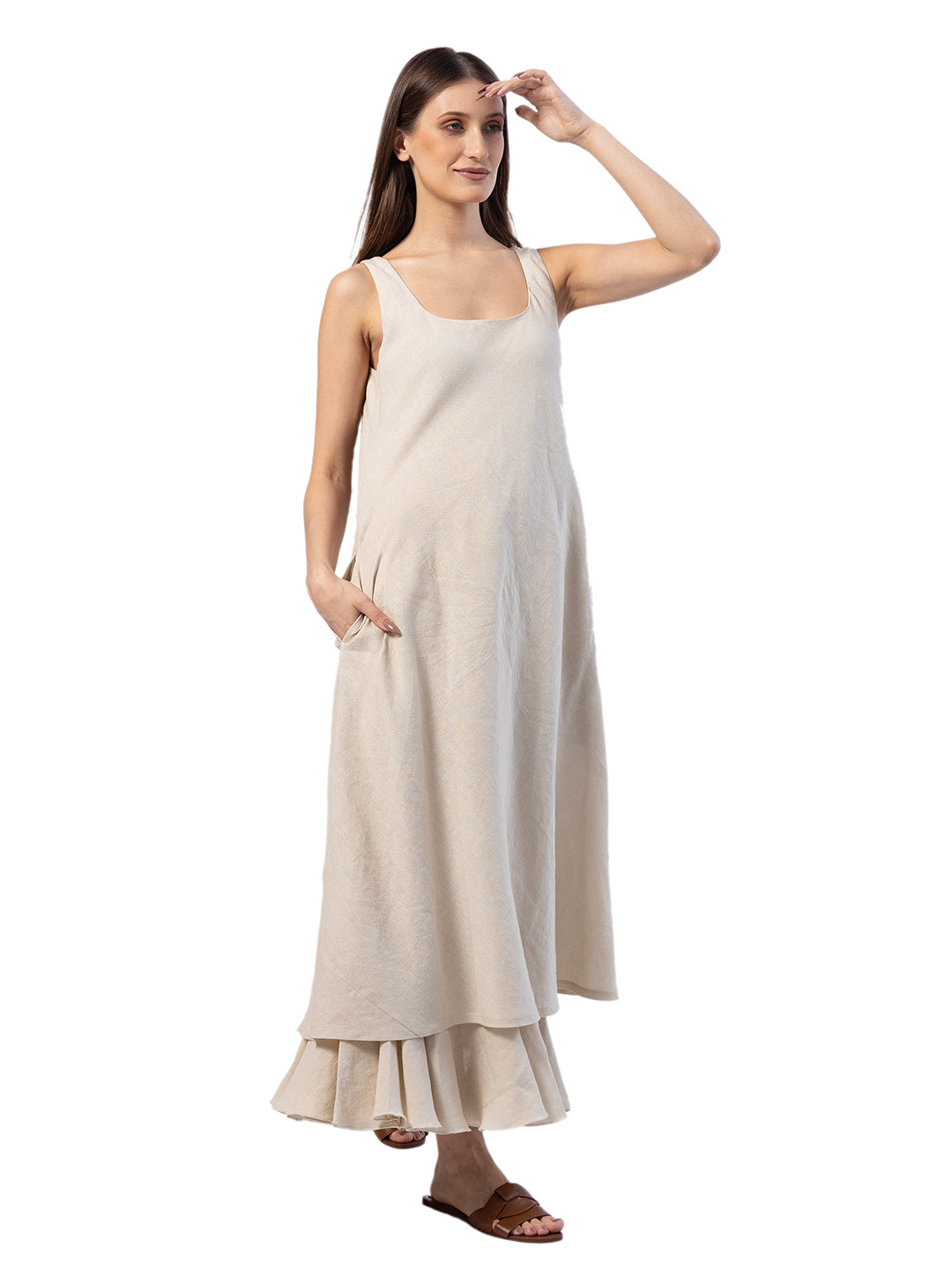 DIONNE LAYERED HEM SLEEVELESS DRESS