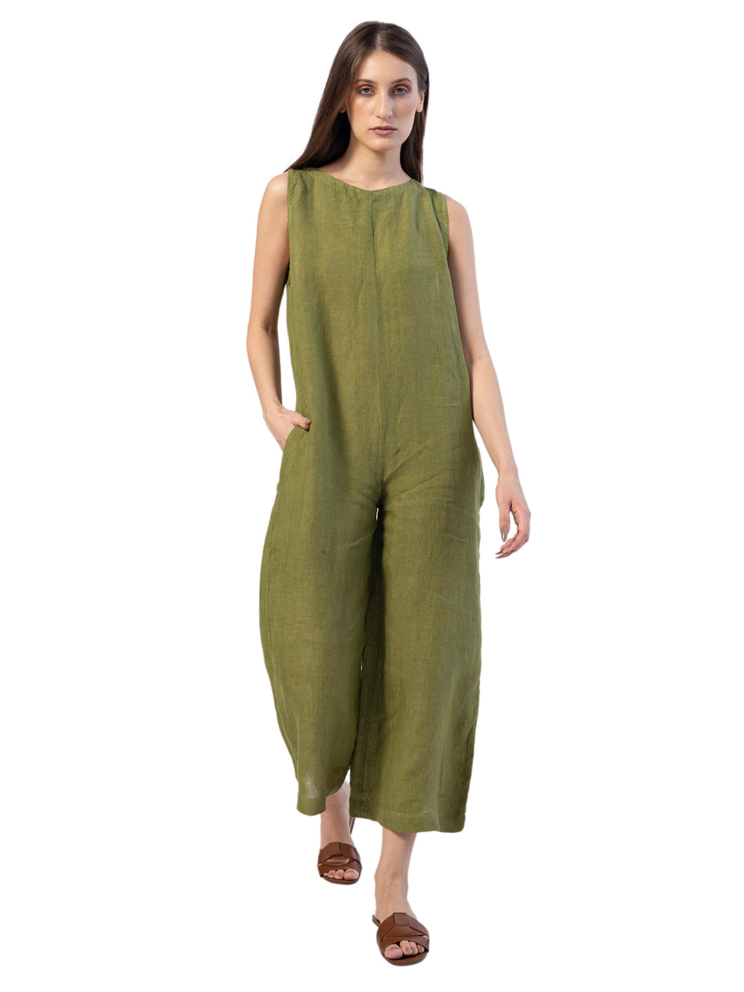 TERRA SLEEVELESS LINEN JUMPSUIT