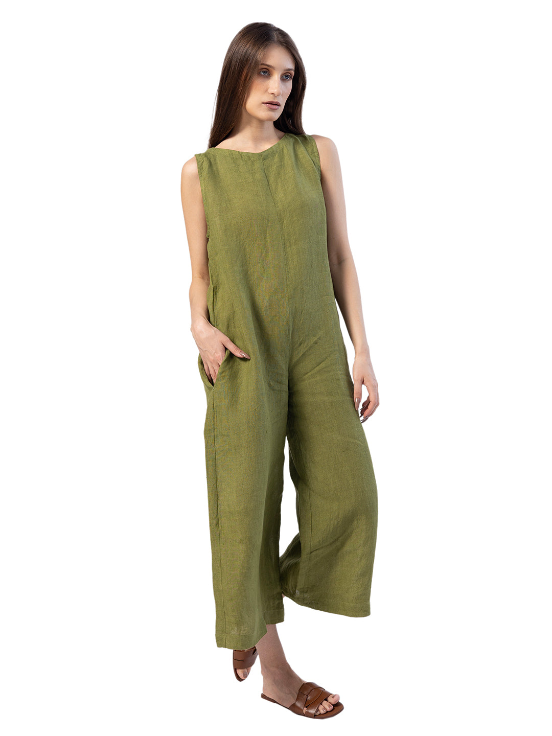 TERRA SLEEVELESS LINEN JUMPSUIT
