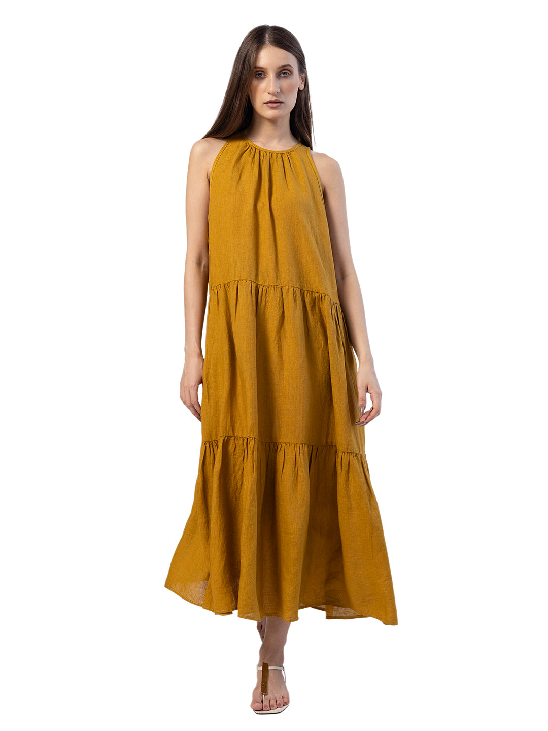 GAEA TIERED GATHERED MAXI DRESS