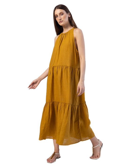 GAEA TIERED GATHERED MAXI DRESS