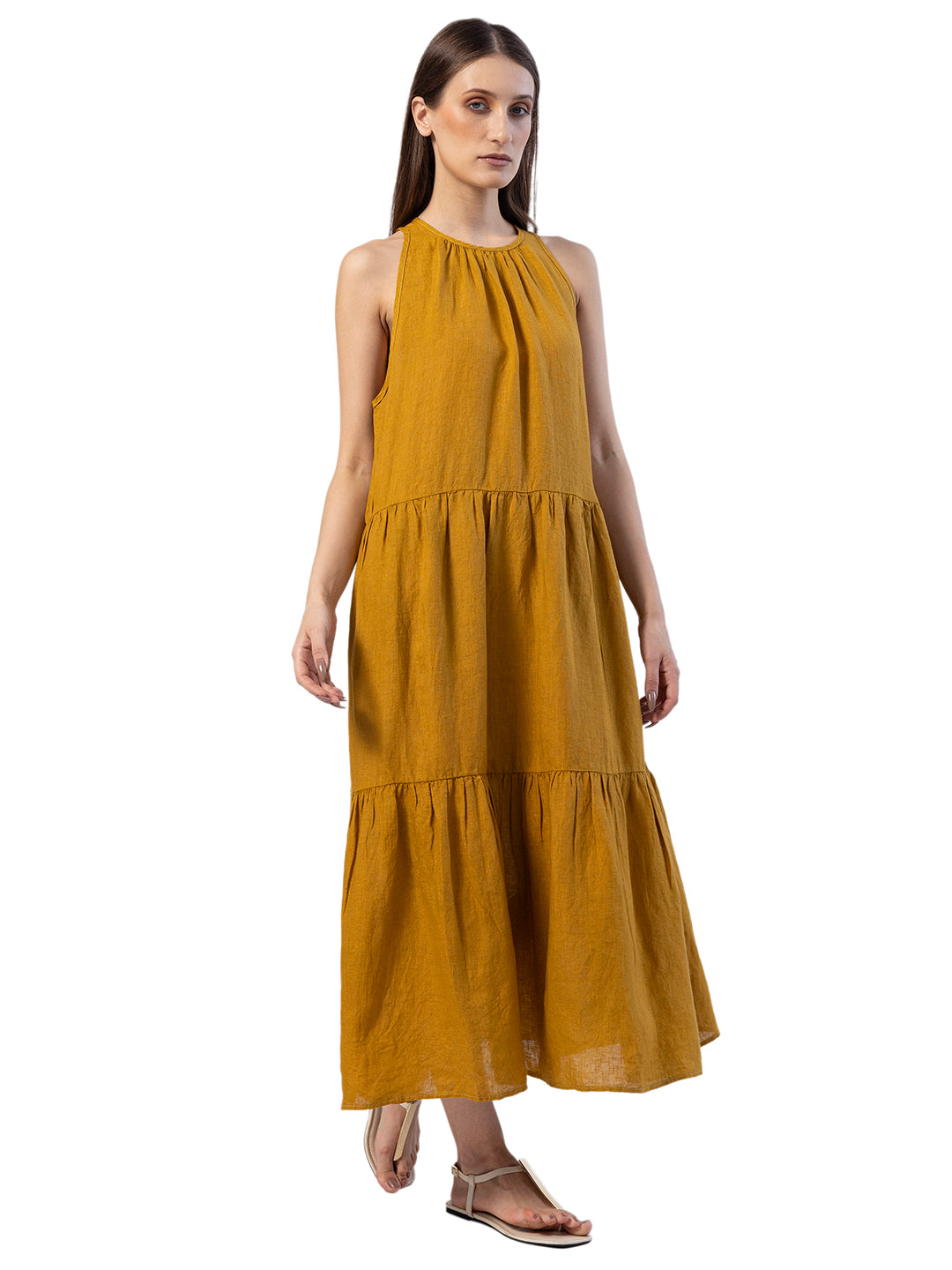 GAEA TIERED GATHERED MAXI DRESS
