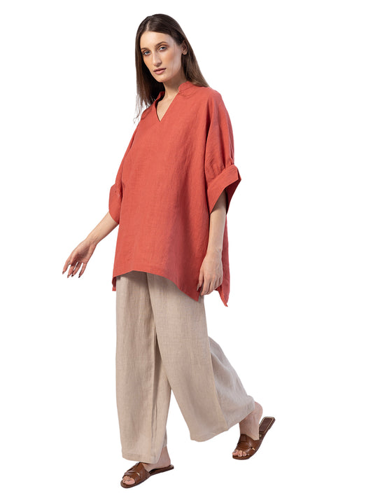 ALITA V NECK TOP FABRIC – COTTON LINEN