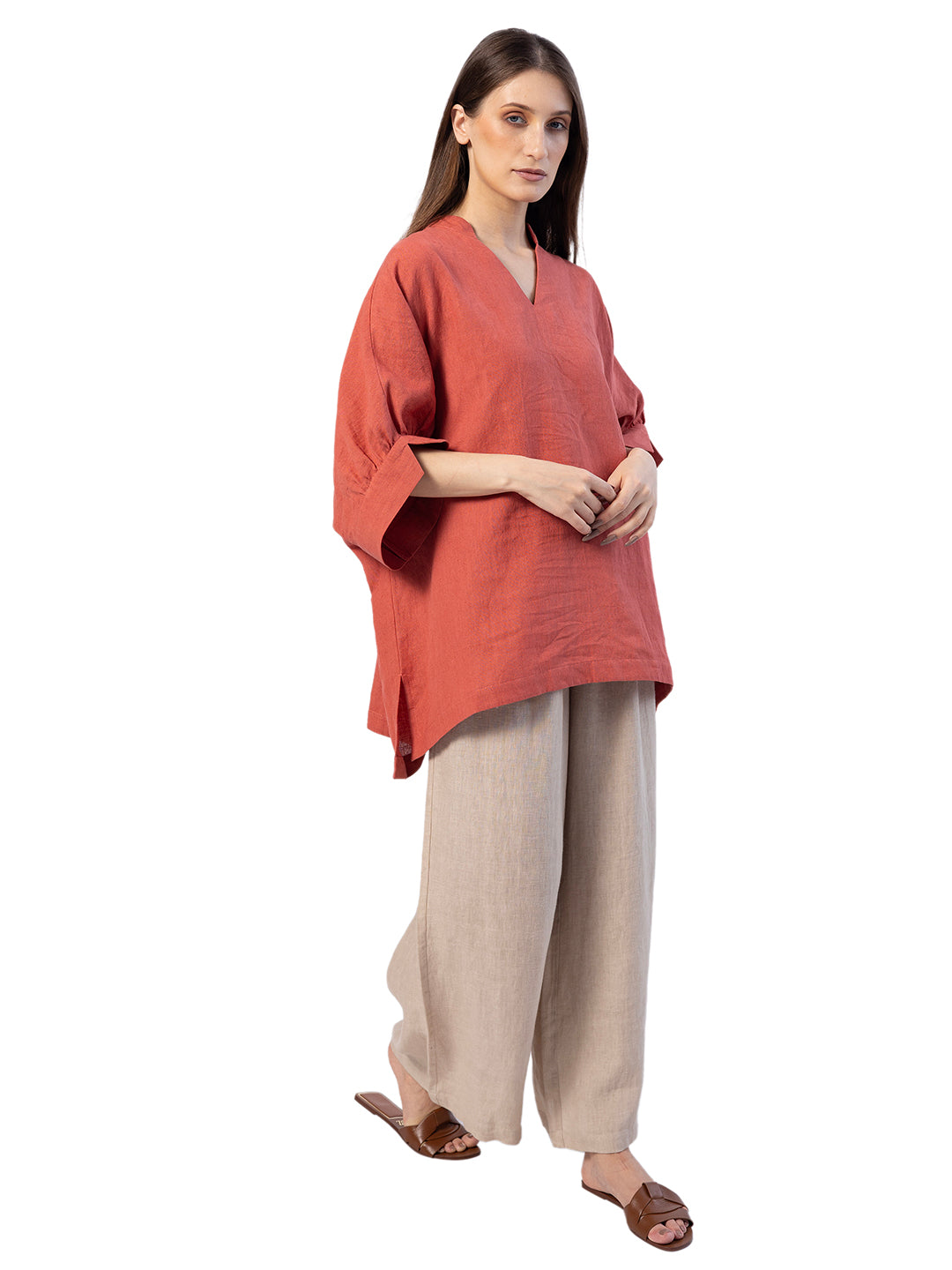 ALITA V NECK TOP FABRIC – COTTON LINEN