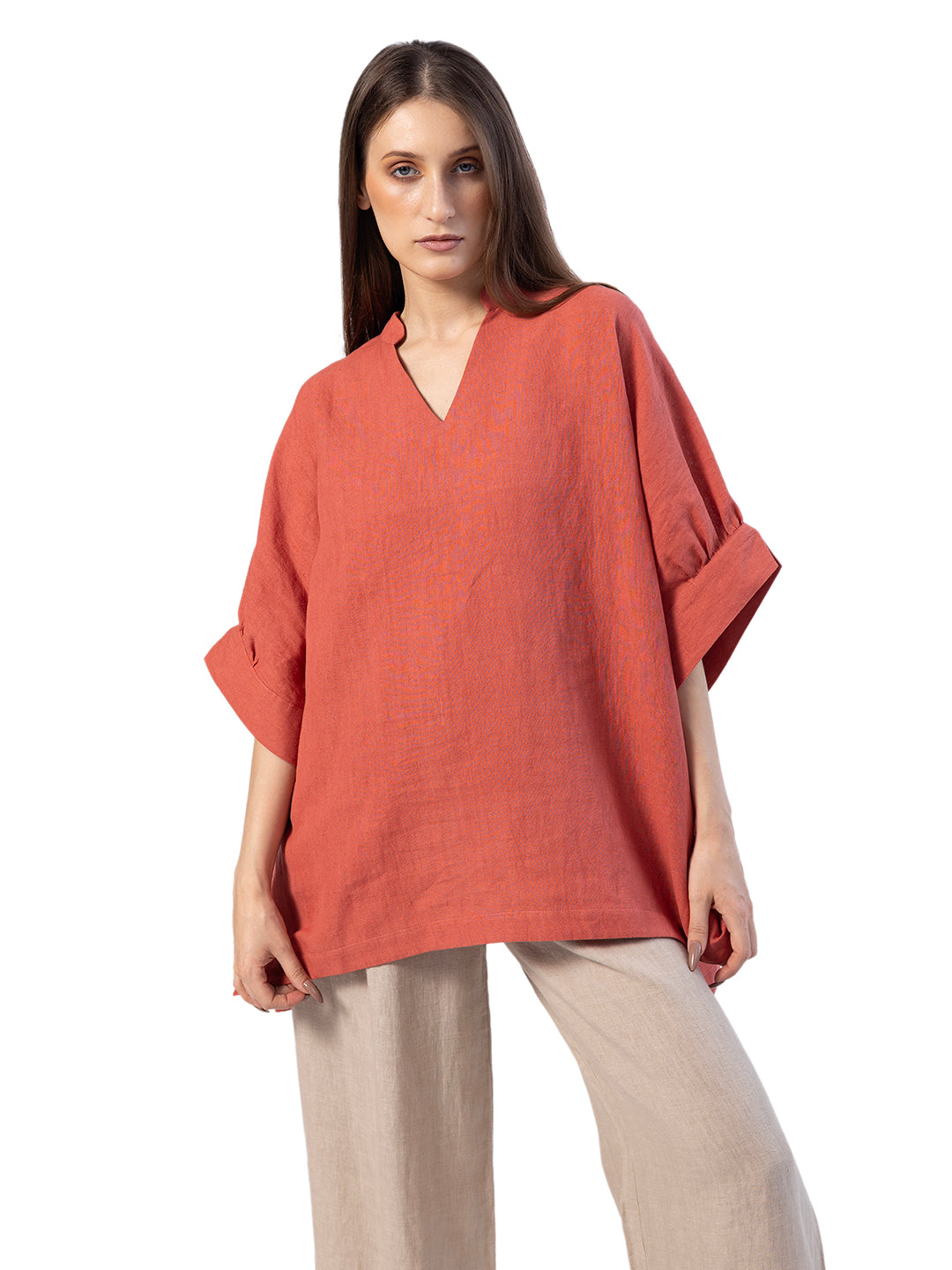 ALITA V NECK TOP FABRIC – COTTON LINEN