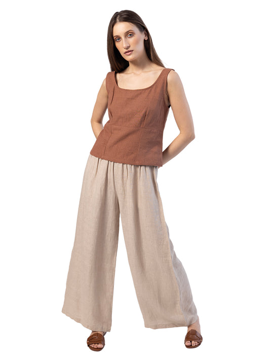 ARA COTTON LINEN SLEEVELESS TOP