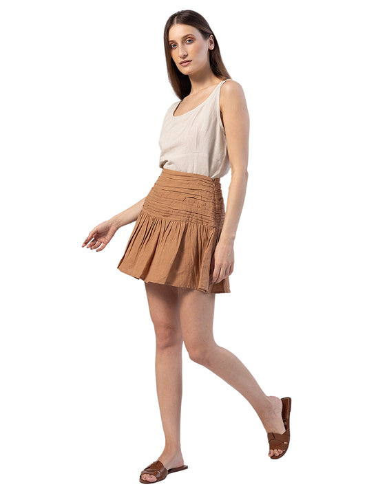 IRA PLEATED COTTON MINI SKIRT