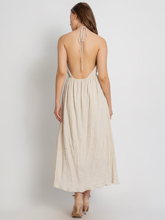 Tomika Backless Maxi Dress with Halterneck