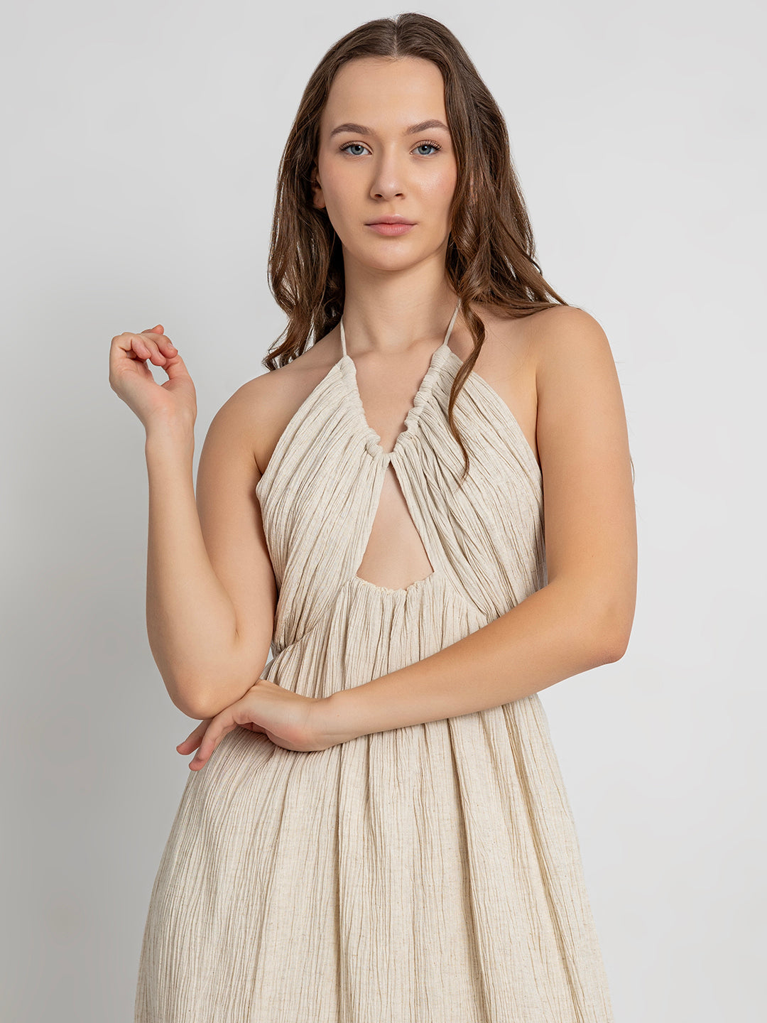 Tomika Backless Maxi Dress with Halterneck