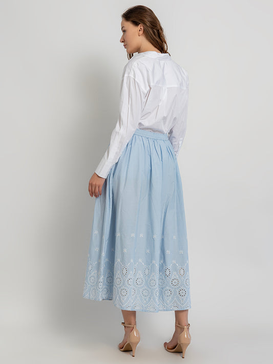 Misaki Maxi Skirt with Border Embroidery Detail