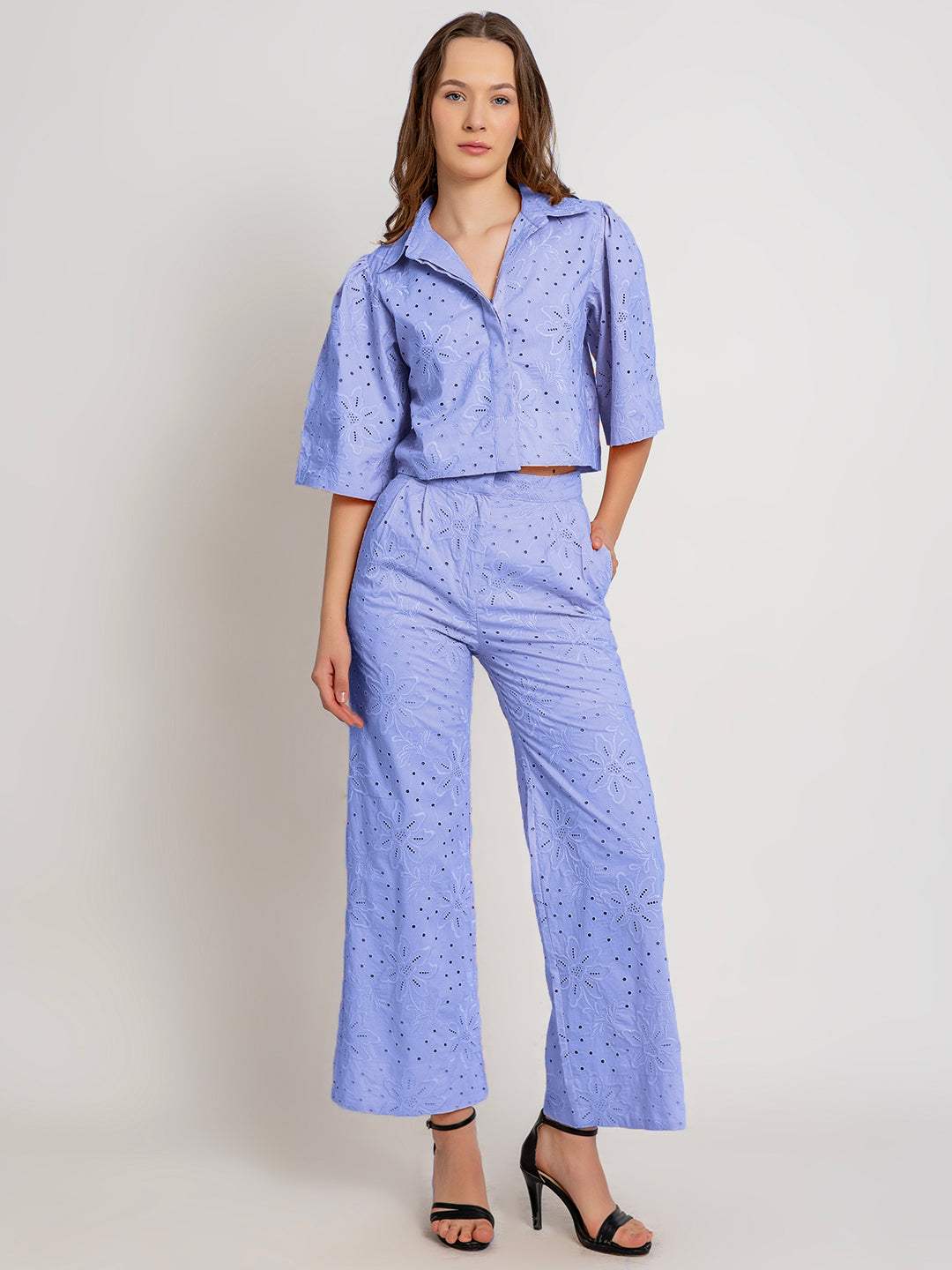 Belen Co-Ord Set With Full Schiffli Embroidery