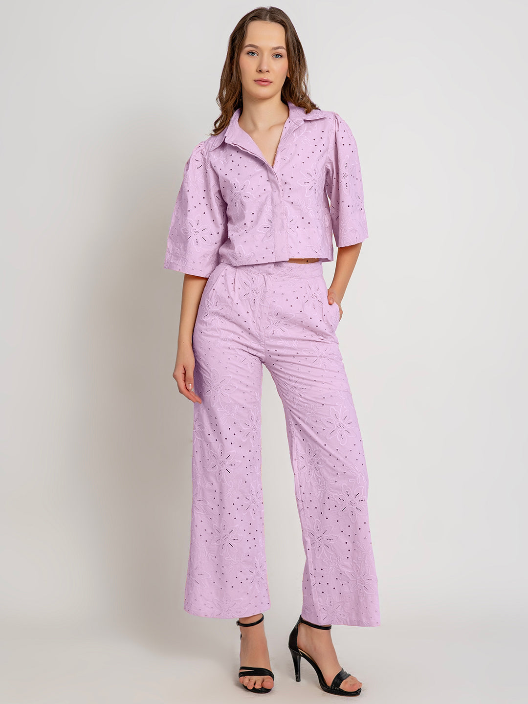 Belen Co-Ord Set With Full Schiffli Embroidery