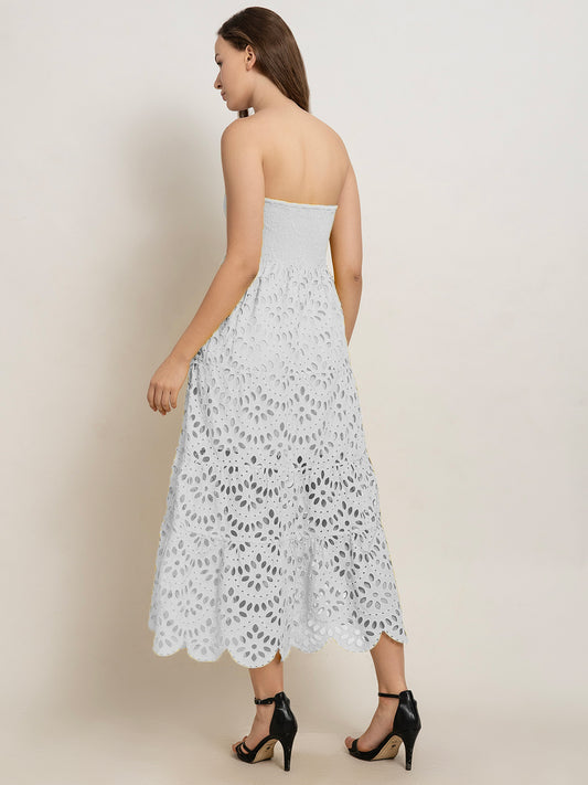 Enkai Off-Shoulder Smocked Bustier Dress