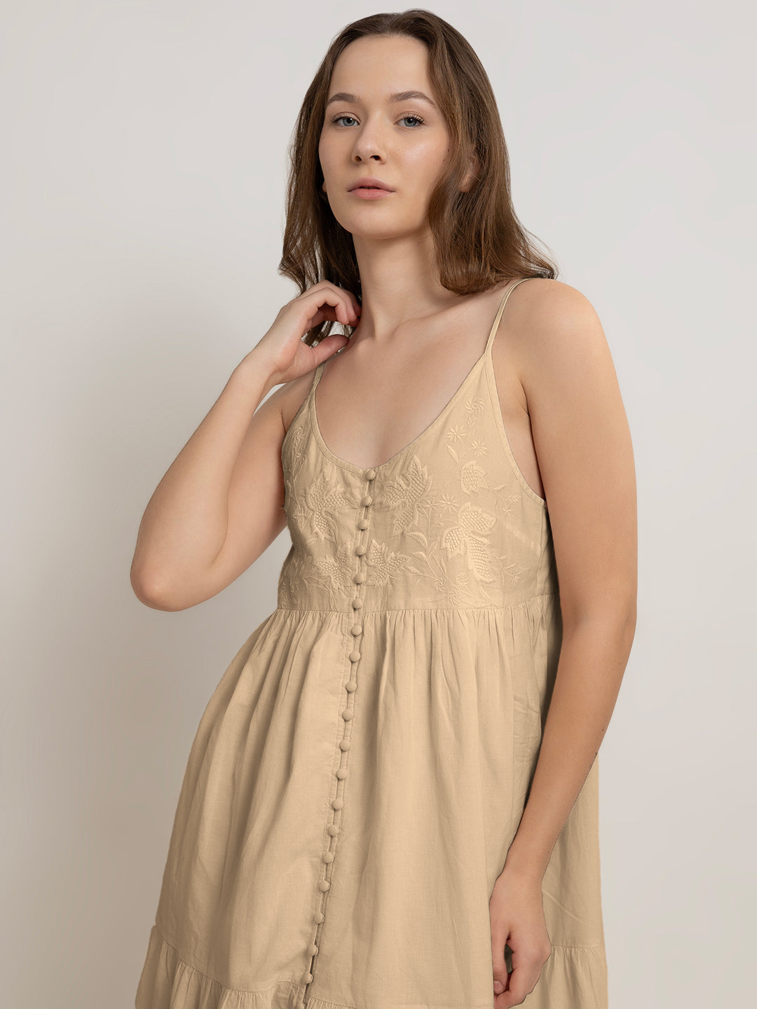 Fleur Maxi Dress with Front Embroidery Detail