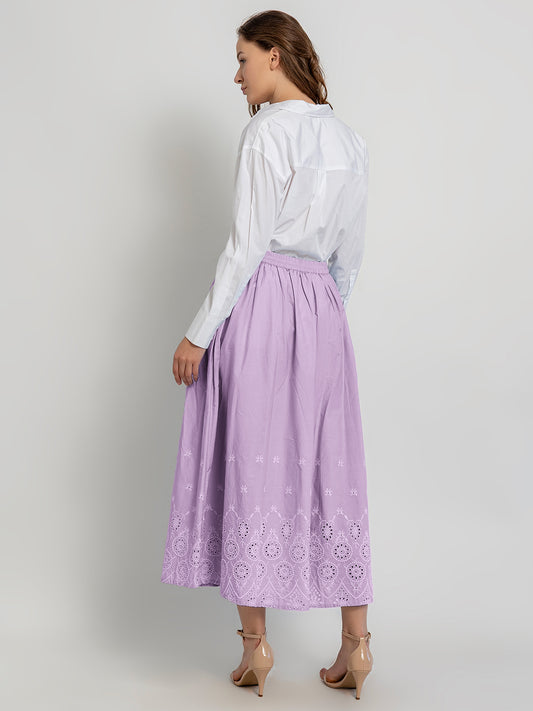 Misaki Maxi Skirt with Border Embroidery Detail