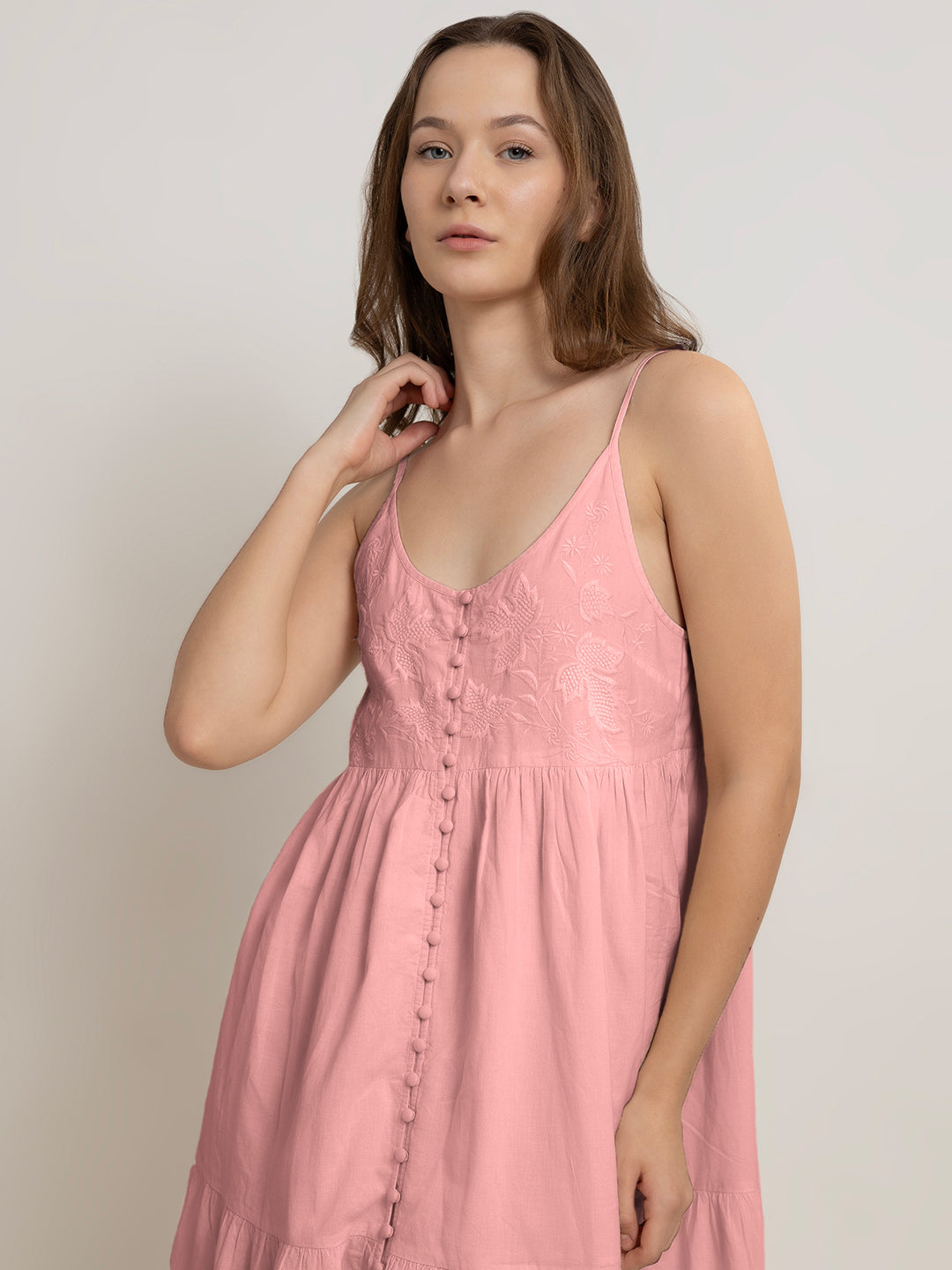 Fleur Maxi Dress with Front Embroidery Detail