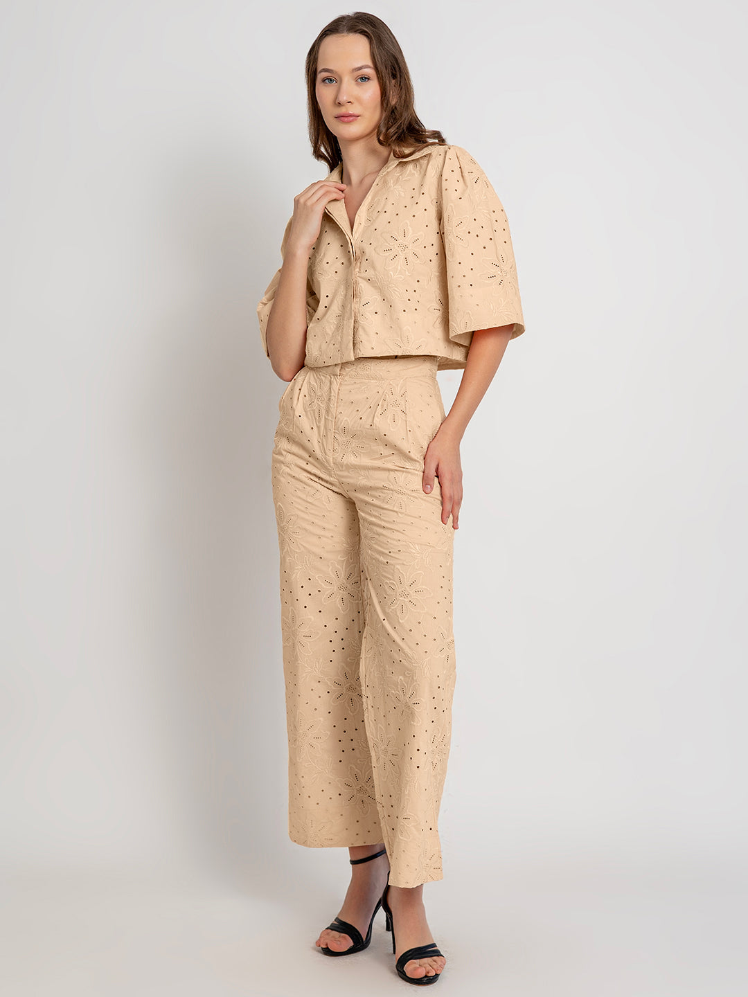 Belen Co-Ord Set With Full Schiffli Embroidery