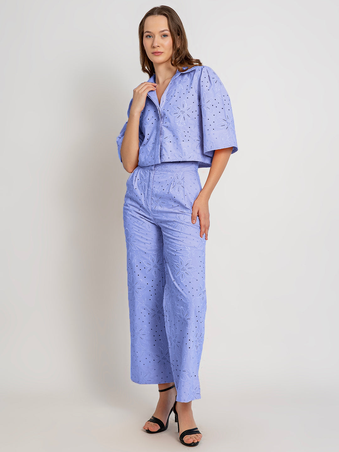 Belen Co-Ord Set With Full Schiffli Embroidery