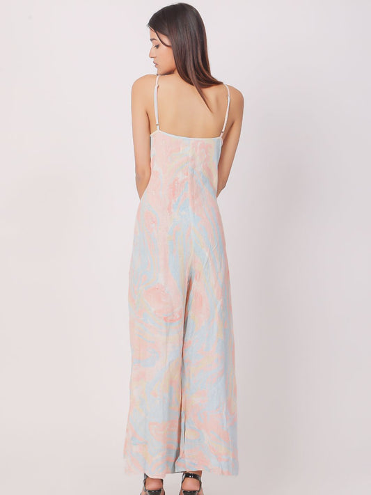 Ainhoa Soft Cotton Jumpsuit in Abstract Pastel Print