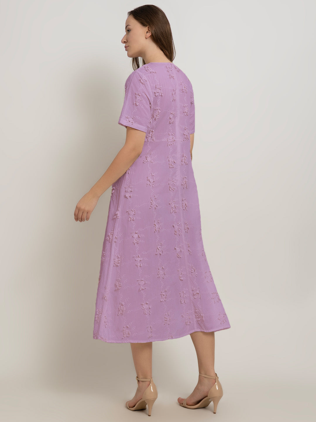 3D Embroidered Cotton Maxi Dress