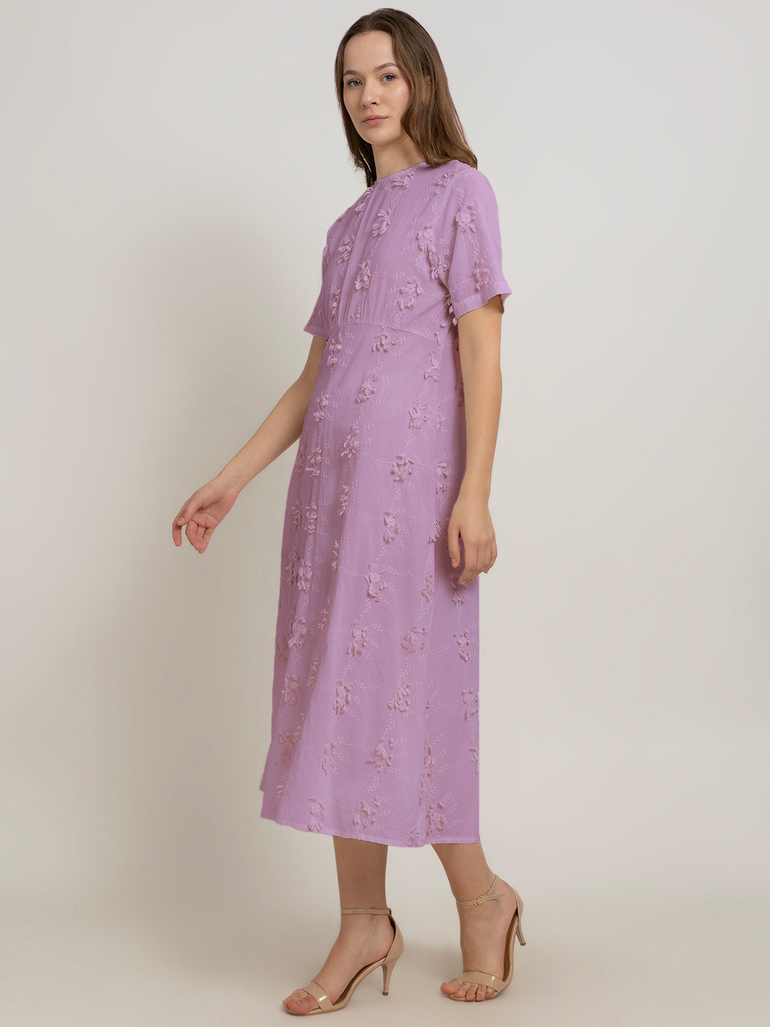 3D Embroidered Cotton Maxi Dress