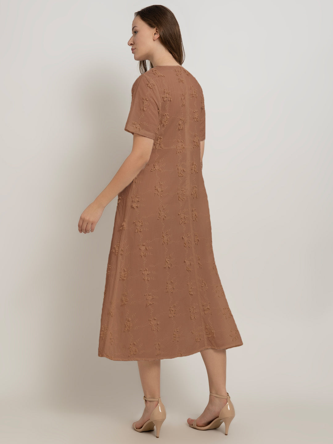 3D Embroidered Cotton Maxi Dress