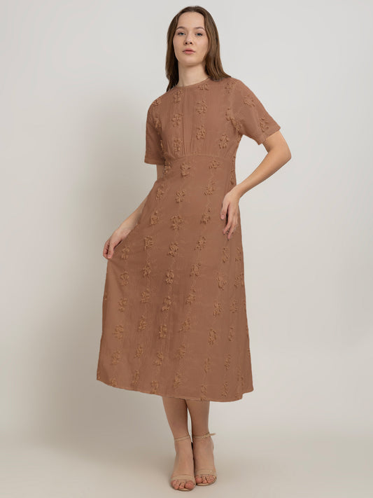 3D Embroidered Cotton Maxi Dress