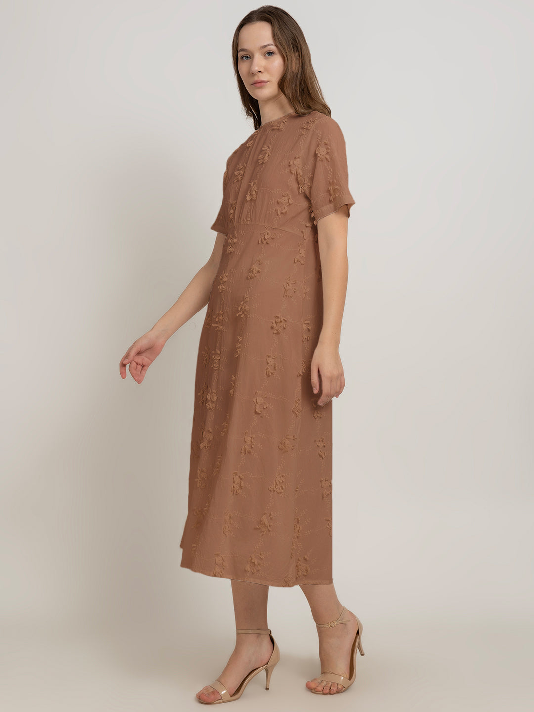 3D Embroidered Cotton Maxi Dress