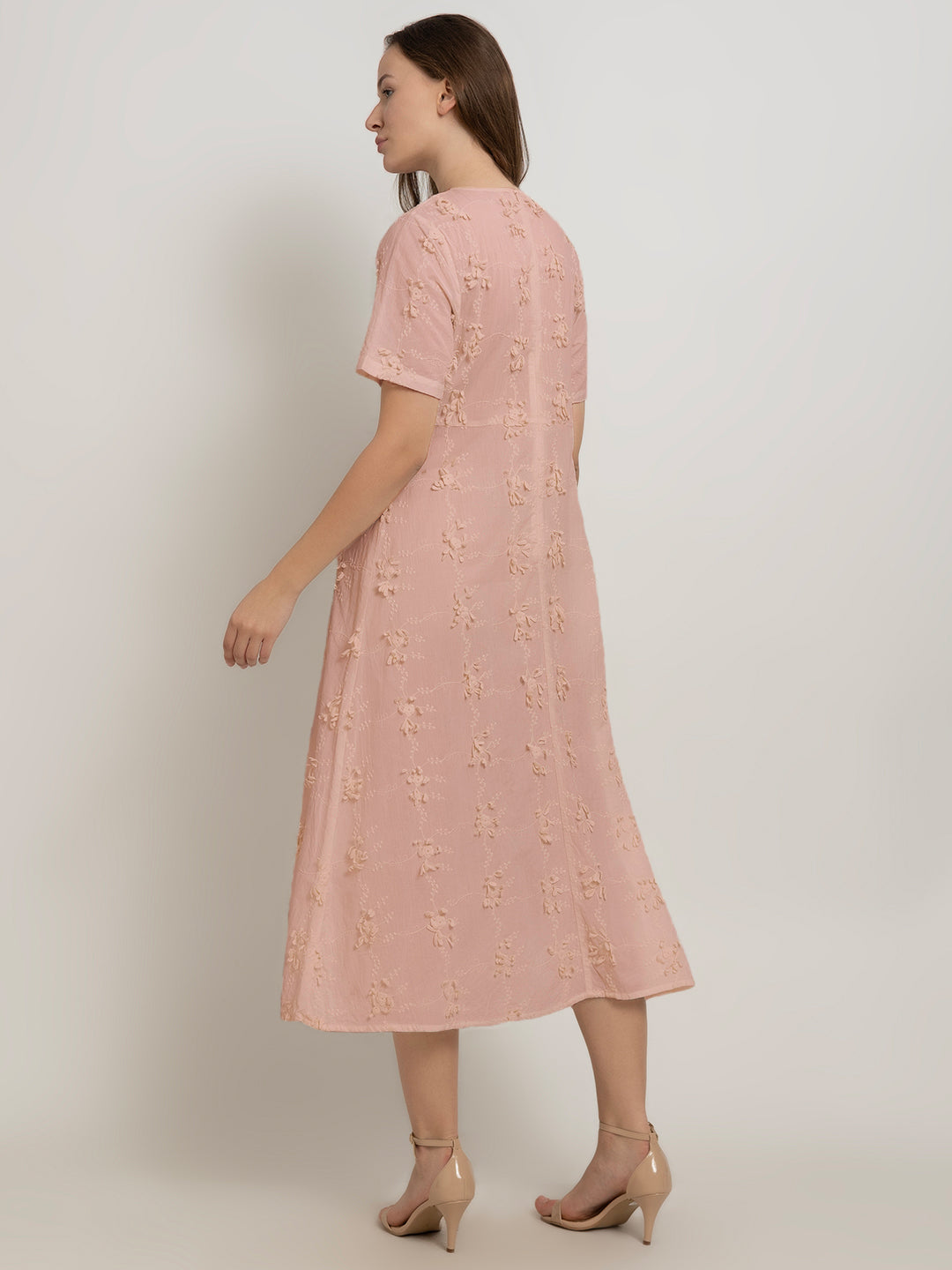 3D Embroidered Cotton Maxi Dress