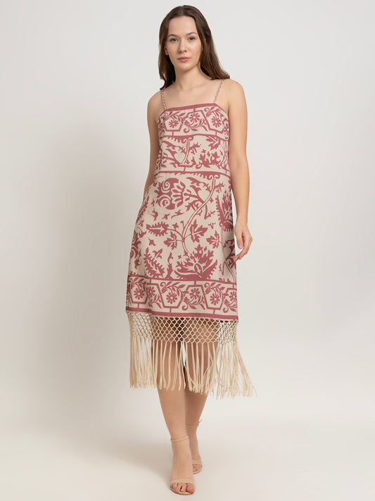 Chiara Wallpaper Print Macramé Dress