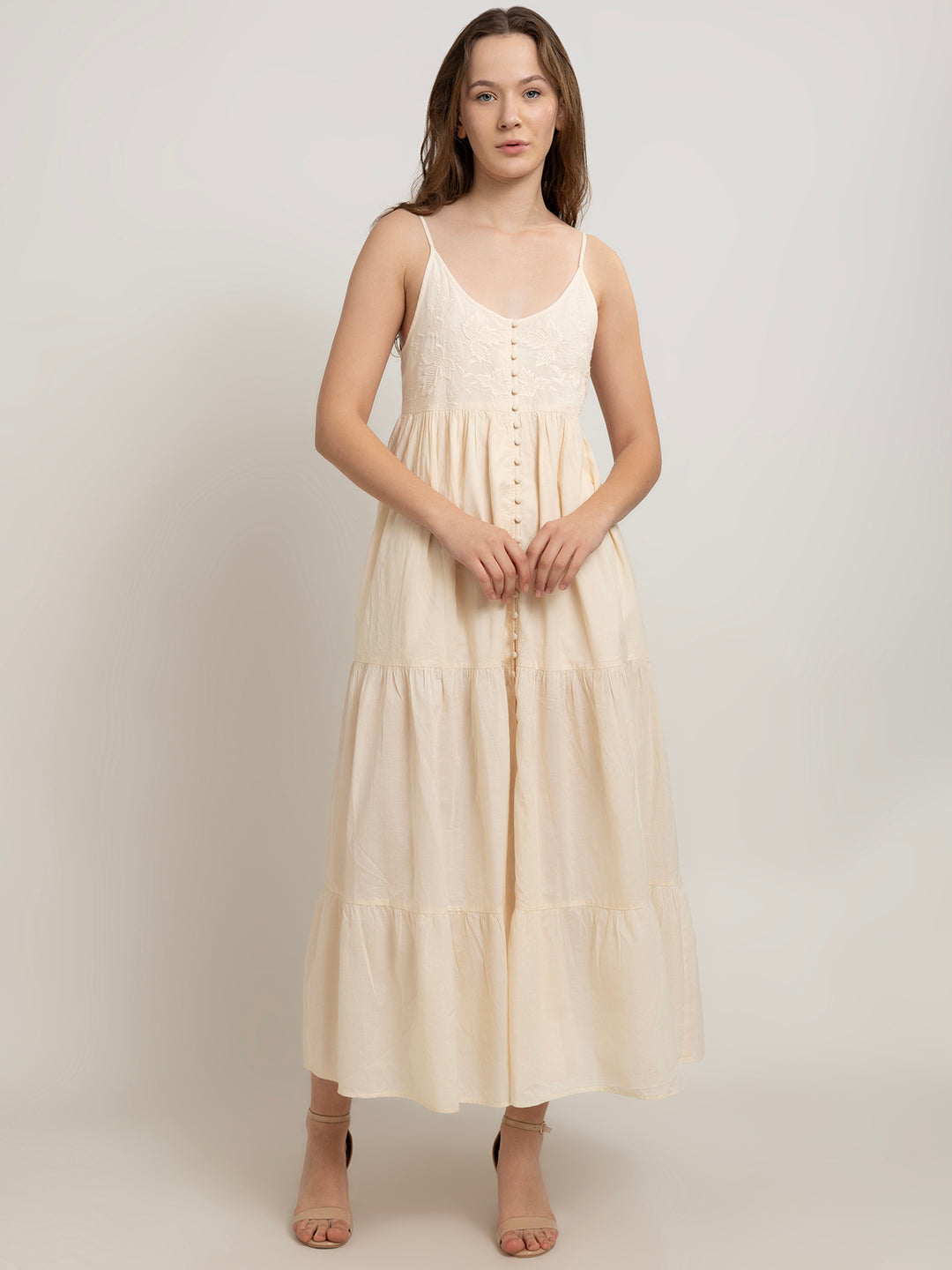 Fleur Maxi Dress with Front Embroidery Detail