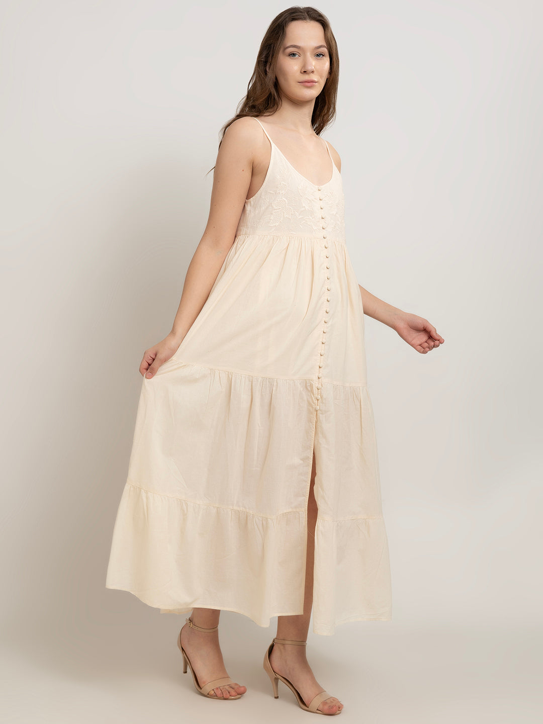 Fleur Maxi Dress with Front Embroidery Detail