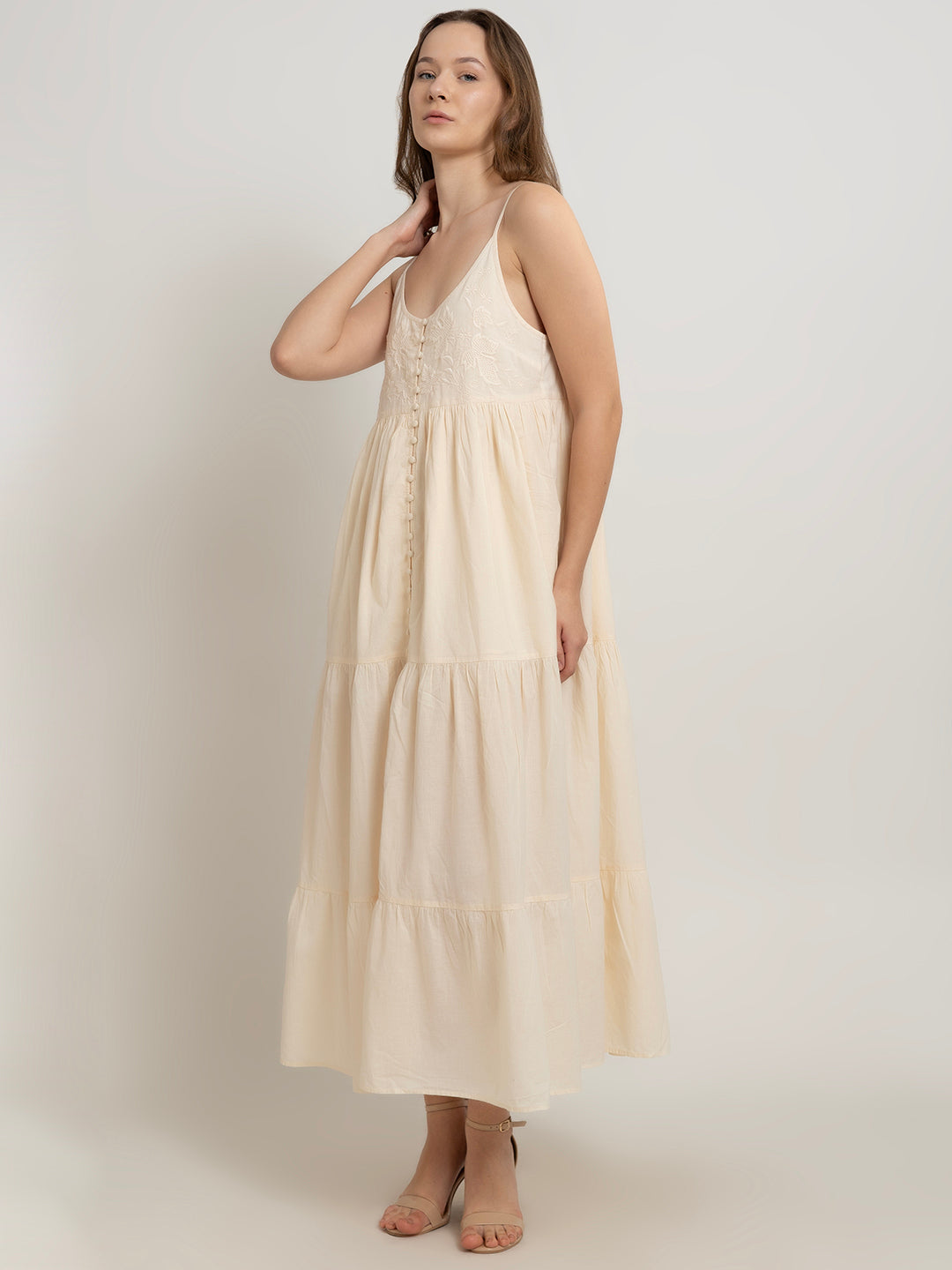 Fleur Maxi Dress with Front Embroidery Detail