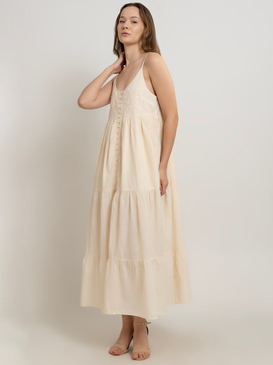 Fleur Maxi Dress with Front Embroidery Detail