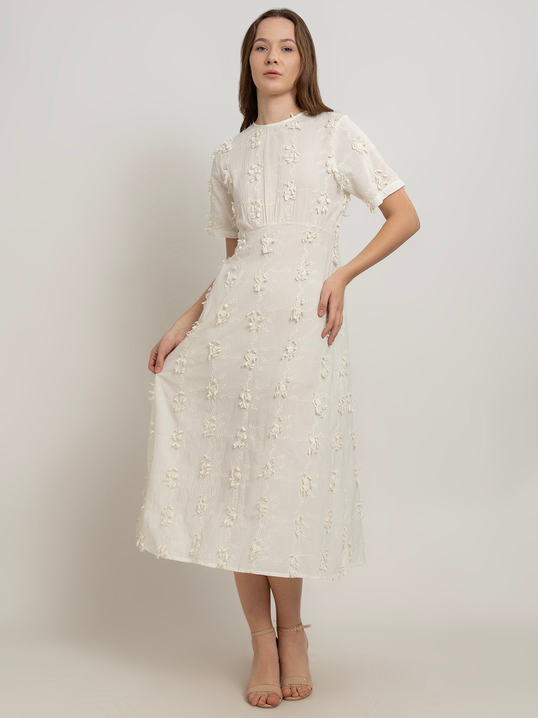 Kiyomi 3D Embroidered Cotton Maxi Dress