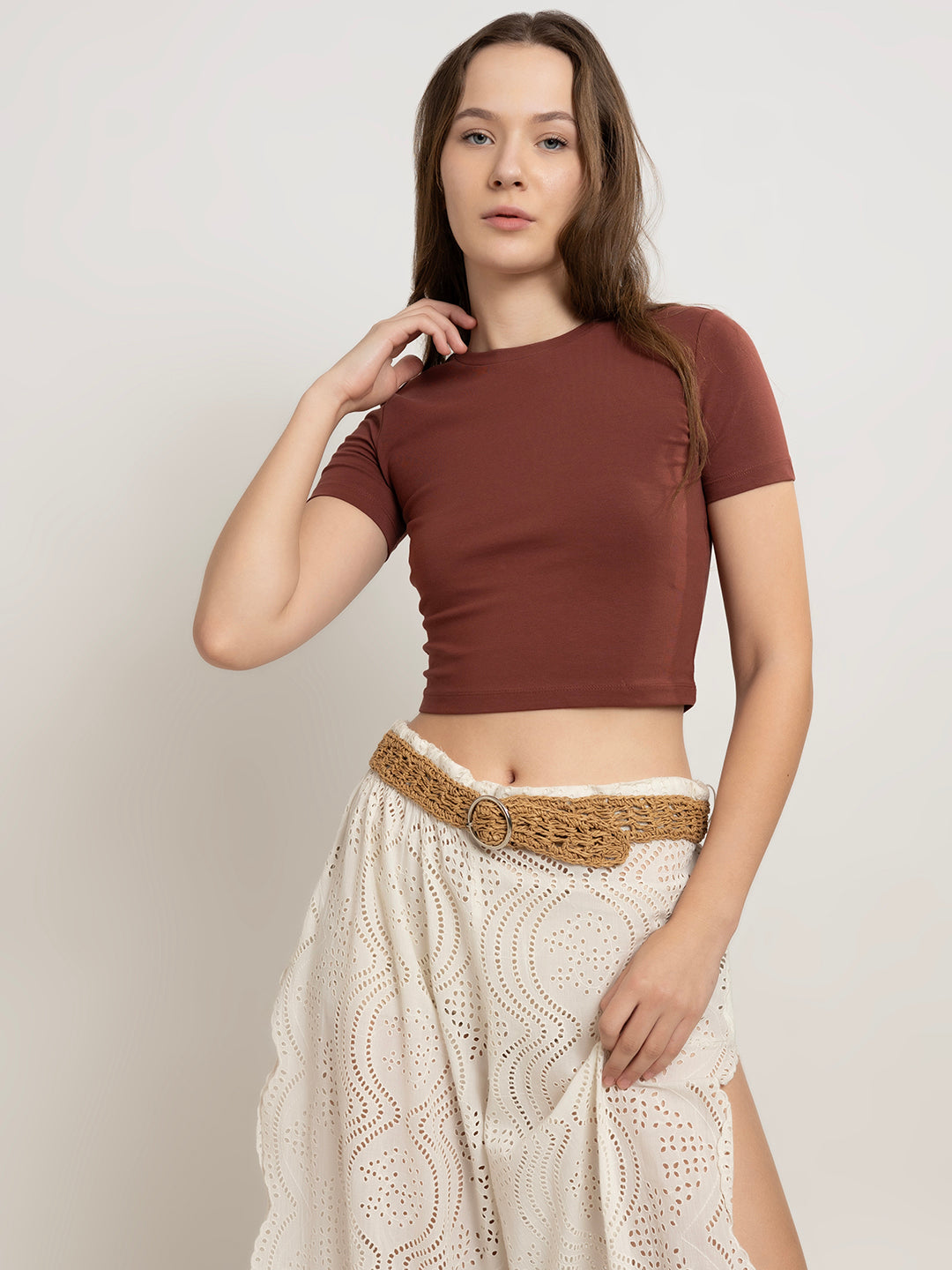 Jimena Holiday-Ready Schiffli Flare Pants with Side Slit