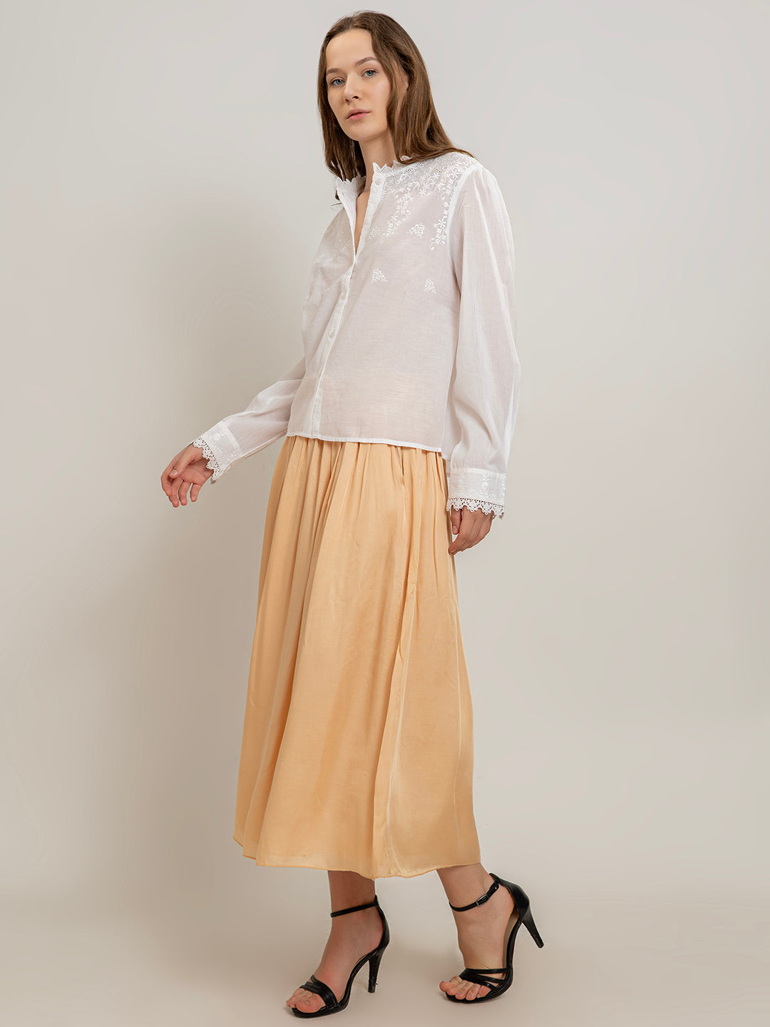 Kairi Laced Edge Embroidered Cotton Blouse