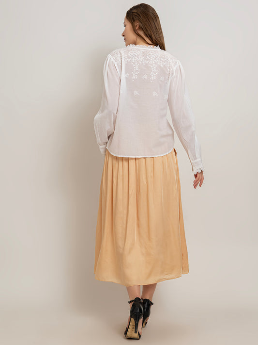 Kairi Laced Edge Embroidered Cotton Blouse