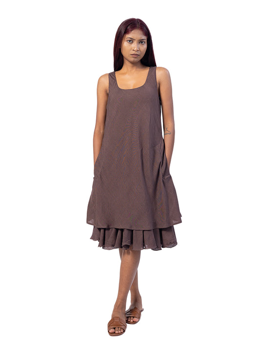RHEA MIDI LAYERED RUFFLE DRESS
