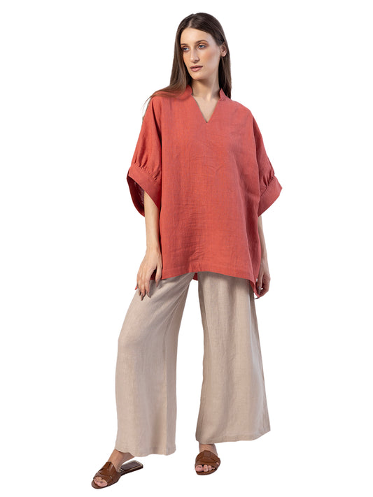 ALITA V NECK TOP FABRIC – COTTON LINEN
